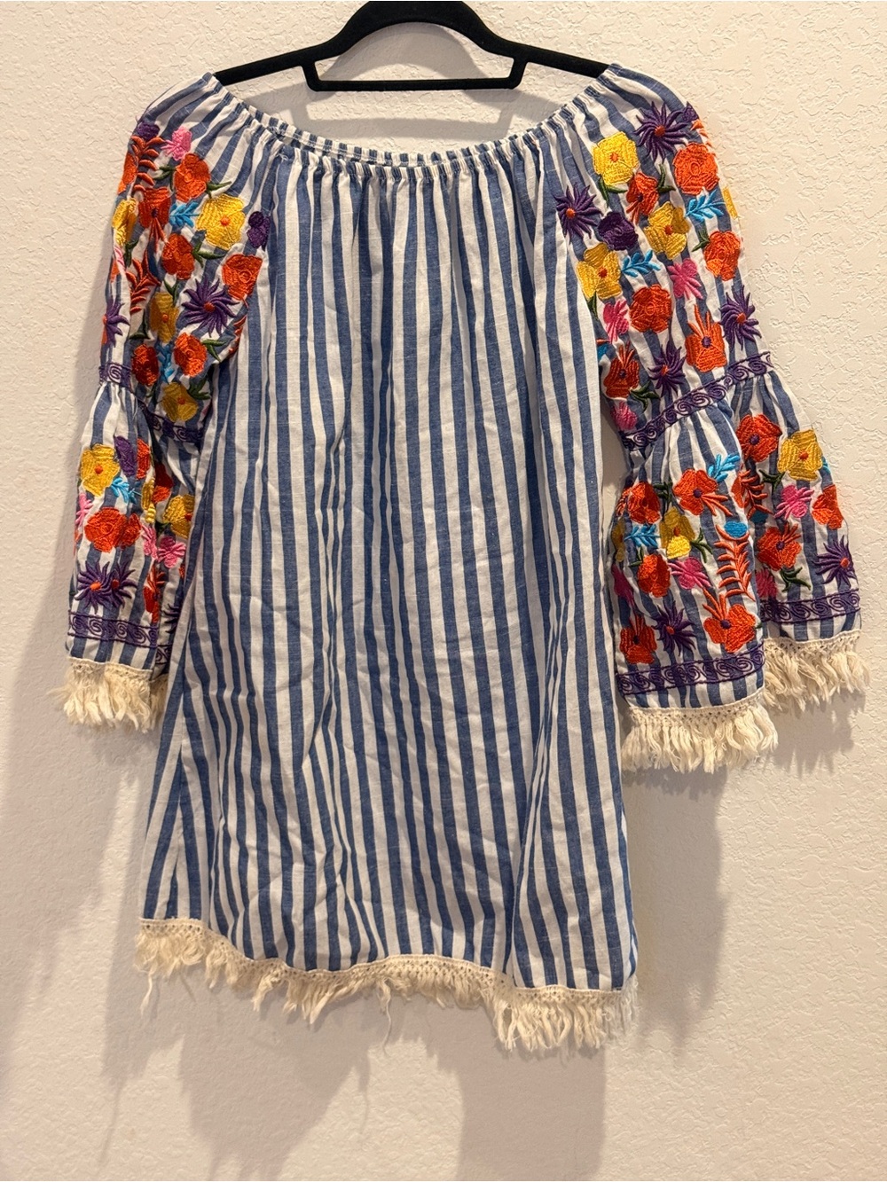 Velzera Blue and‎ White Striped Shirt